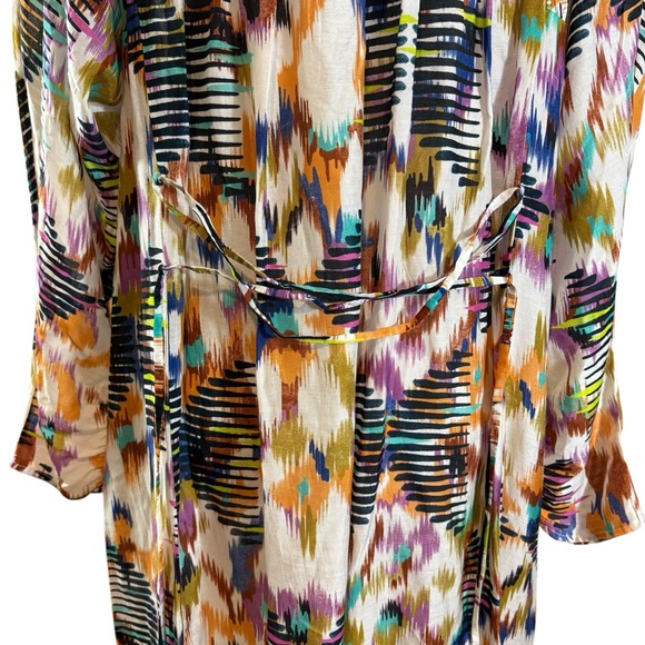 Maria Cher Maxi Dress Tie Neck Corset Lace Back Long Sleeve Multicolor, Size L - Picture 11 of 15